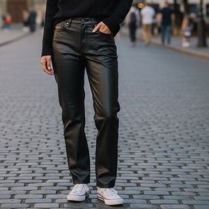 GAP Vintage Slim High Rise Faux Leather Pants in black
